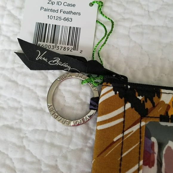 **SOLD** Zip ID Case Painted Feathers Vera - Picture 4 of 4
